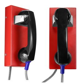 Téléphone analogue rouge fiable de mur de numérotage automatique avec le combiné à l'épreuve du vandalisme noir
