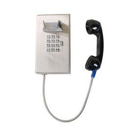 Un bon prix. Téléphones fixés au mur de GSM de banque avec le corps balayé par biens d'acier inoxydable en ligne